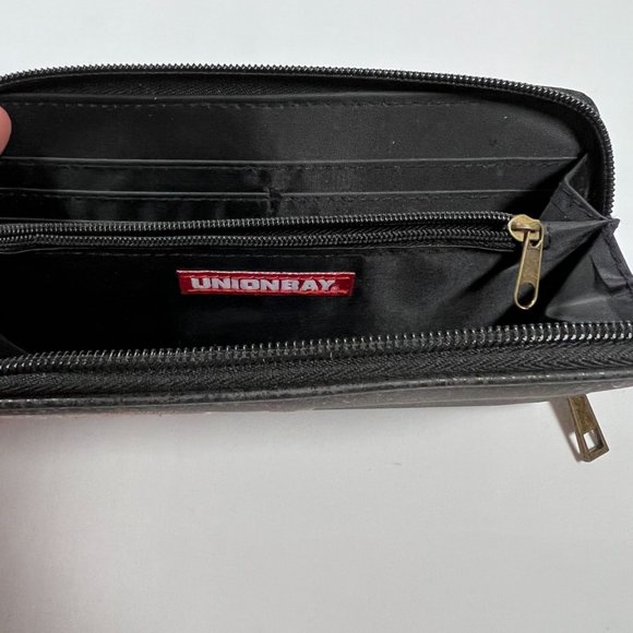 Unionbay Elephant wallet zip around wristlet black faux leather boho design‎ - Picture 8 of 12